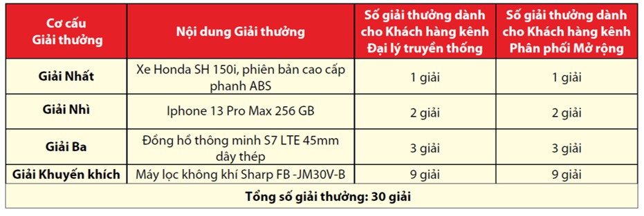 Giải thưởng chương trình khuyến mại Mừng Xuân bình an, Rinh quà cực sang với những giải thưởng vô cùng hấp dẫn có tổng trị giá trên 600 triệu đồng